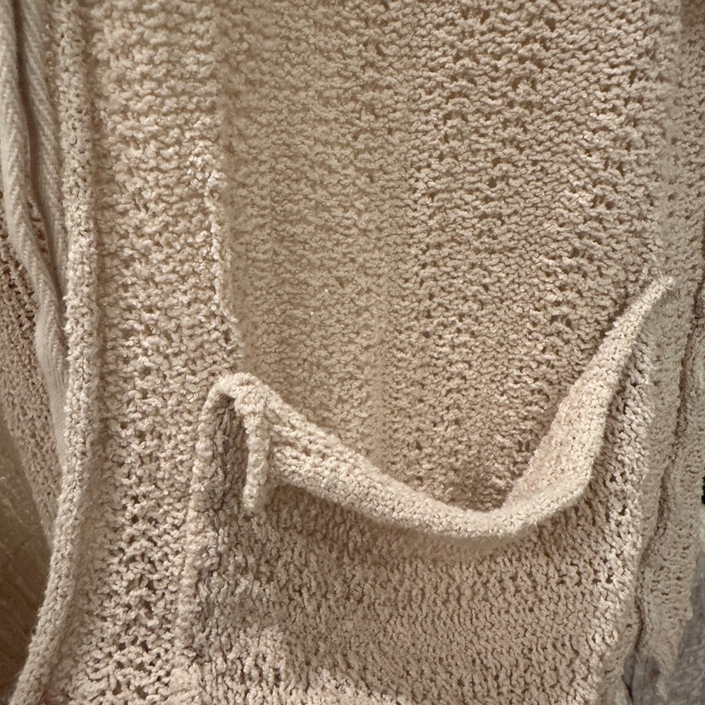 Free People Cream Open Knit Cardigan Pockets Relaxed Fit Women’s - Picture 4 of 5